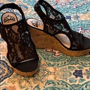 Black Lace Wedges